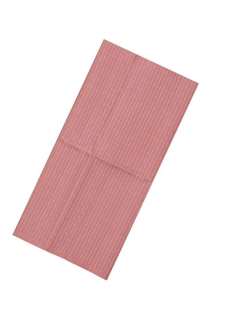 Light Peach Handloom Soft Silk Saree With Floral Stripes Contrast Pallu With Checks And Stripes Design For Women - Indya
