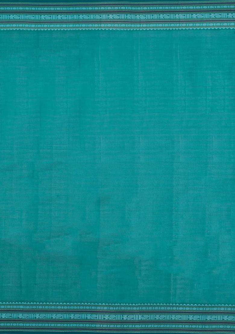 Sandal Handloom Kanchi Cotton Saree With Contrast Silk Border With Buttas And Brocade Design For Women - Indya