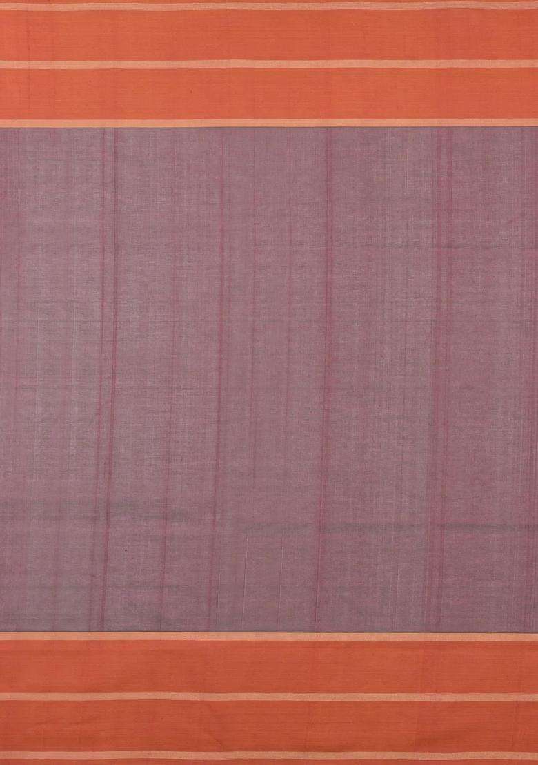 Brown Handloom Silk Cotton Saree With Checks Contrast Border With Checks And Stripes Design For Women - Indya