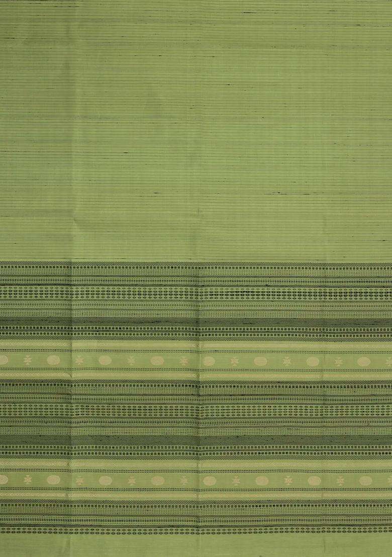 Cardamom Green Handloom Soft Silk Saree With Stripes With Checks And Stripes Design For Women - Indya