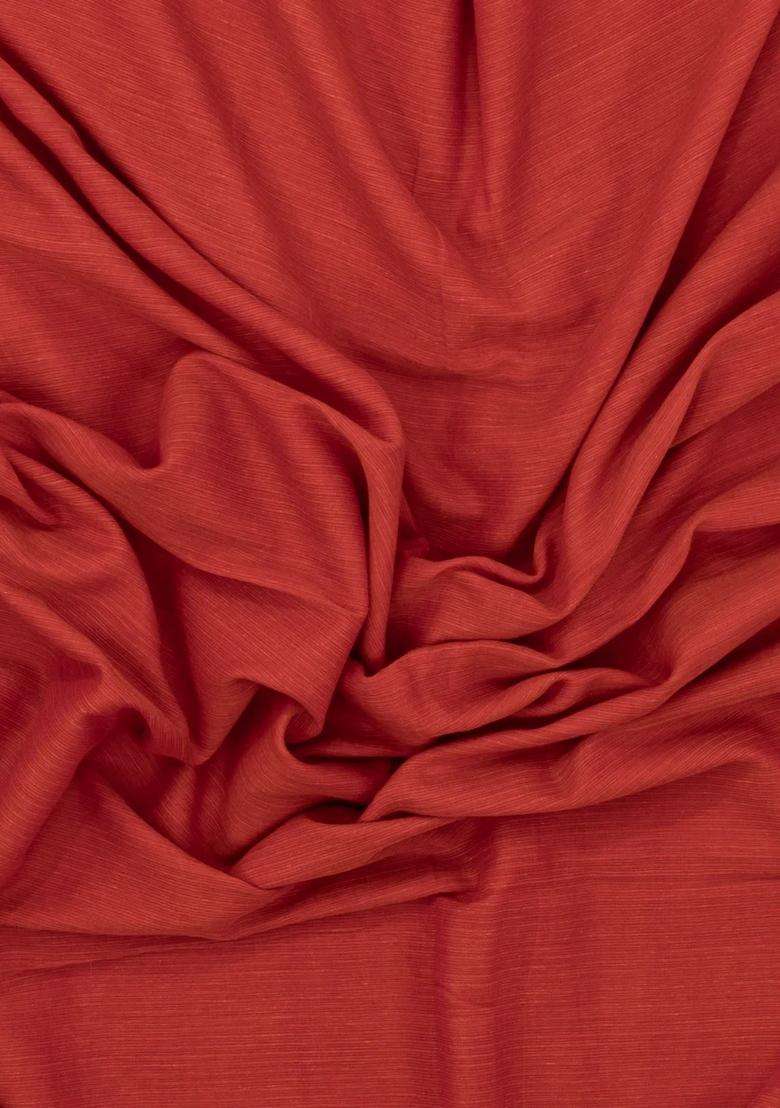 Red Handwoven Bengal Cotton Saree With Grey Border With Traditional Woven Design For Women - Indya