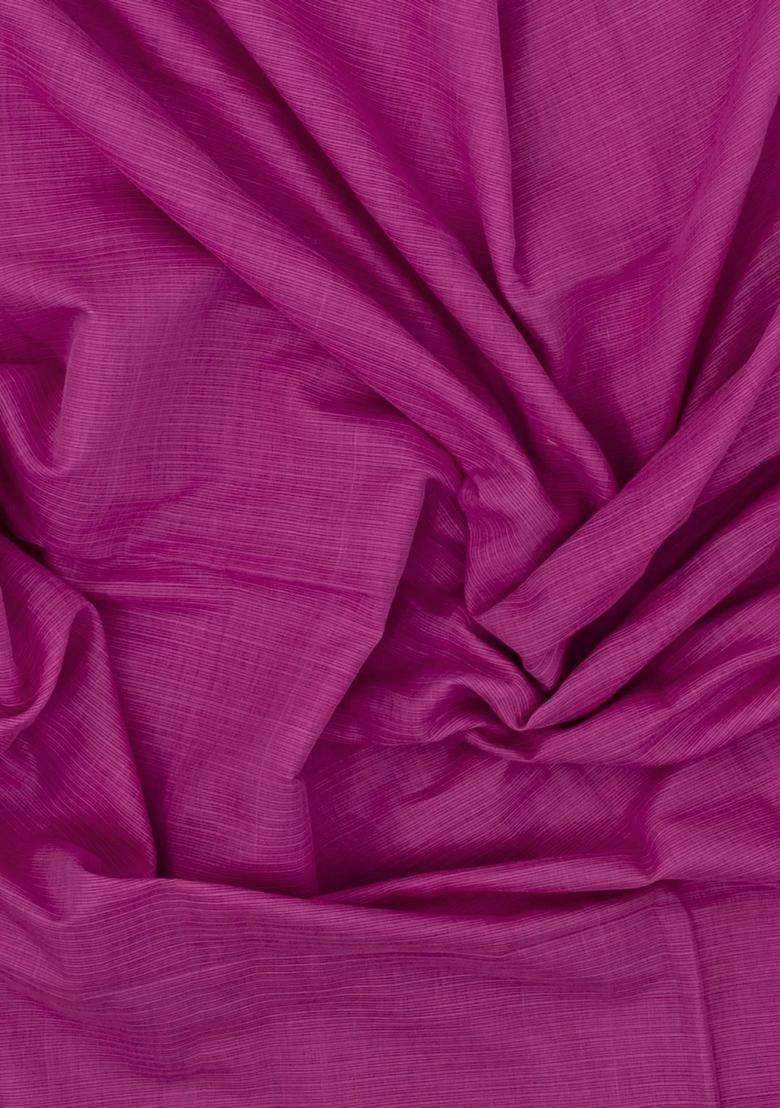 Pink Handwoven Bengal Cotton Saree With Taupe Border With Traditional Woven Design For Women - Indya