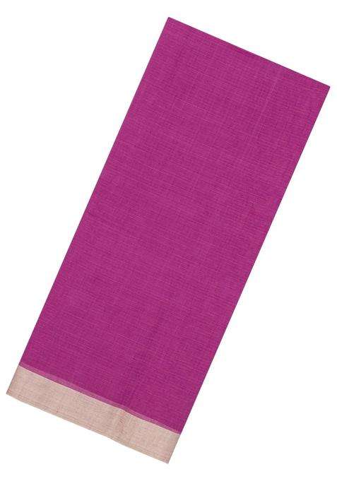Pink Handwoven Bengal Cotton Saree With Taupe Border With Traditional Woven Design For Women