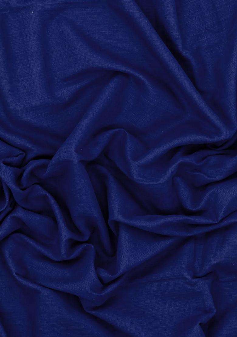 Dark Blue Handwoven Bengal Cotton Saree With Grey Border With Traditional Woven Design For Women - Indya