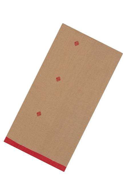 Taupe Handwoven Bengal Cotton Saree With Floral Buttas With Buttas And Brocade Design For Women