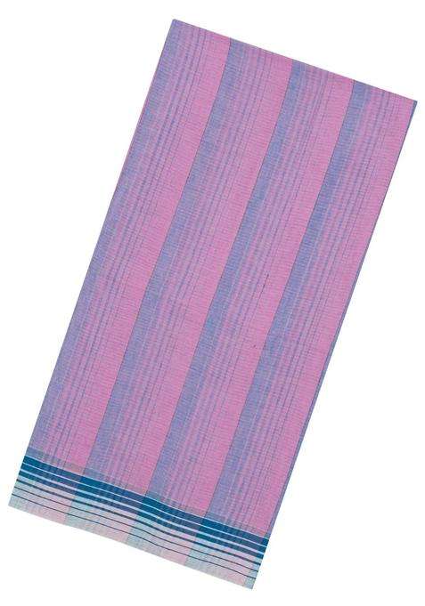 Pink Grey Handwoven Bengal Cotton Saree With Stripes With Checks And Stripes Design For Women