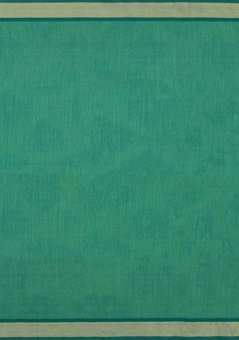 Green Woven Art Dupion Art Silk Saree With Printed Tie Dye Motifs Contrast Border For Women - Indya