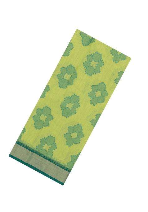 Green Woven Art Dupion Art Silk Saree With Printed Tie Dye Motifs Contrast Border For Women