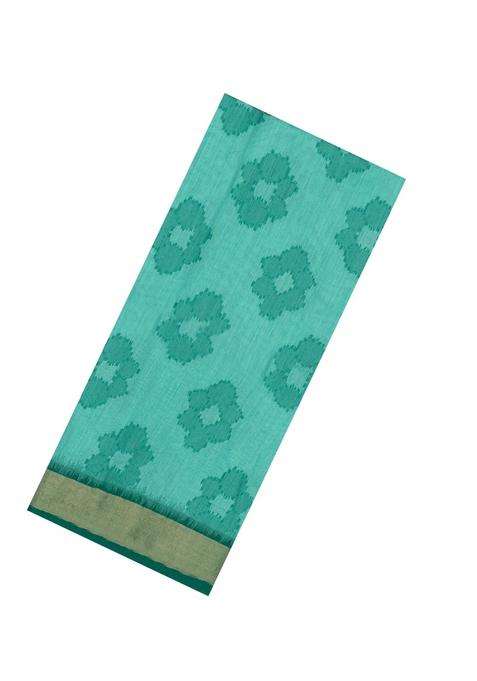 Turmeric Yellow Turquoise Woven Art Dupion Art Silk Saree With Printed Tie Dye Motifs Contrast Border For Women