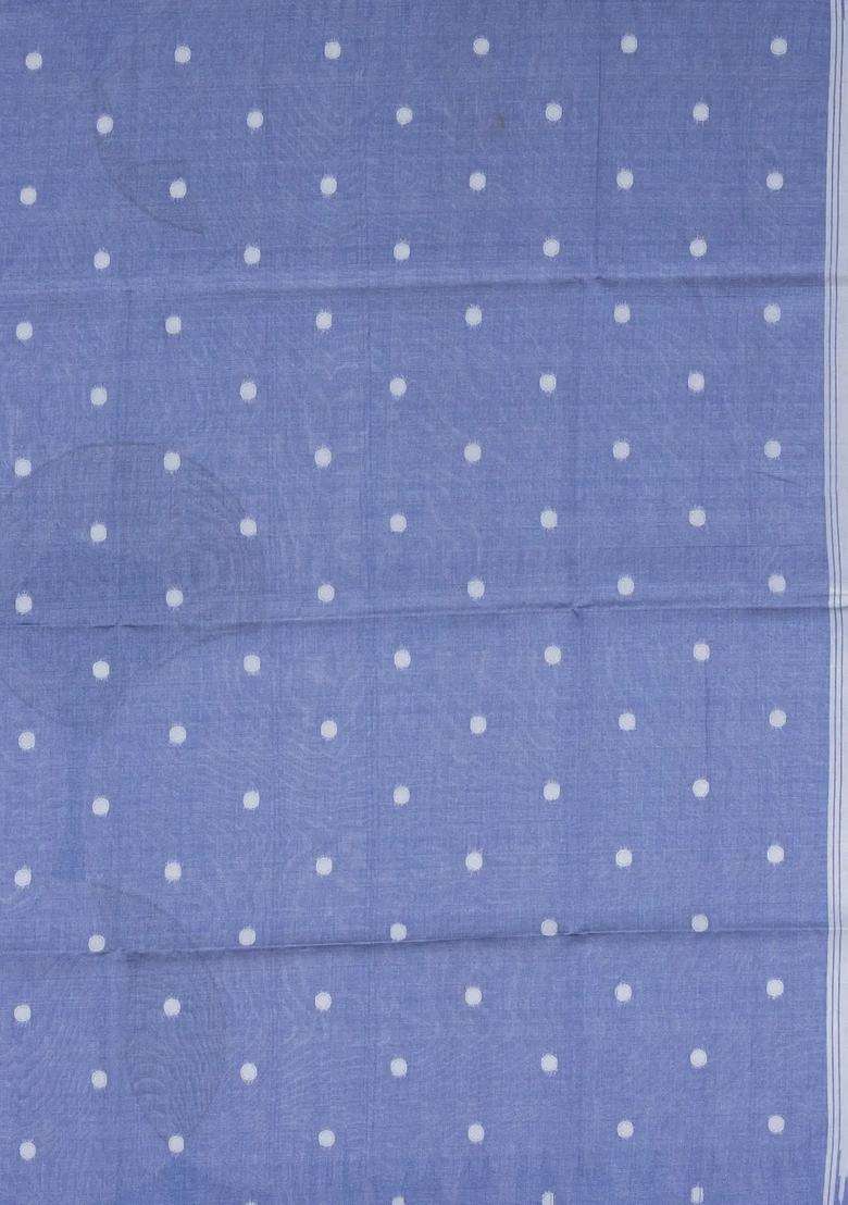 Steel Blue Woven Art Dupion Art Silk Saree With Abstract Motifs With Buttas And Brocade Design For Women - Indya