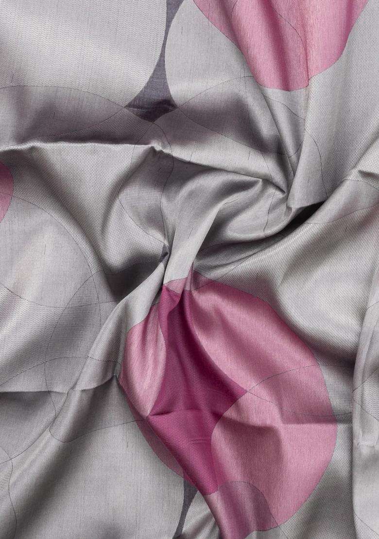 Dark Grey Woven Art Dupion Art Silk Saree With Abstract Motifs With Buttas And Brocade Design For Women - Indya