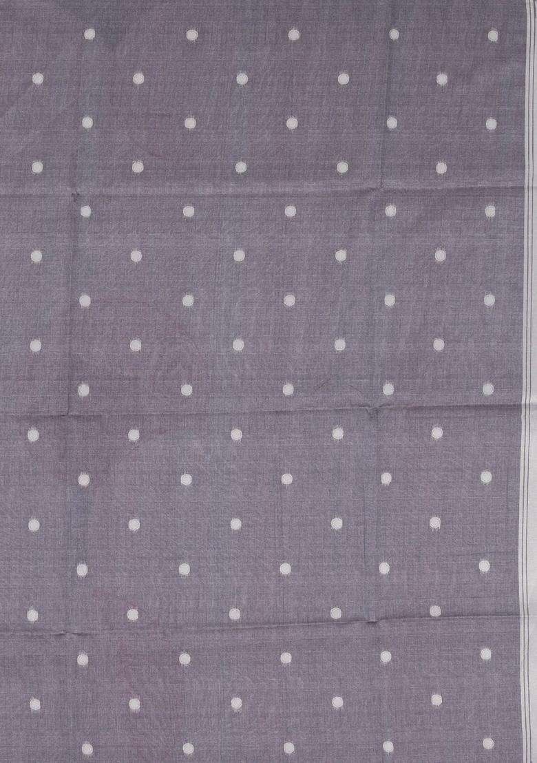 Dark Grey Woven Art Dupion Art Silk Saree With Abstract Motifs With Buttas And Brocade Design For Women - Indya