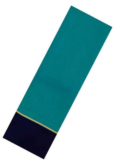 Cyan Woven Mysore Silk Crepe Saree With Contrast Navy Blue Border With Traditional Woven Design For Women