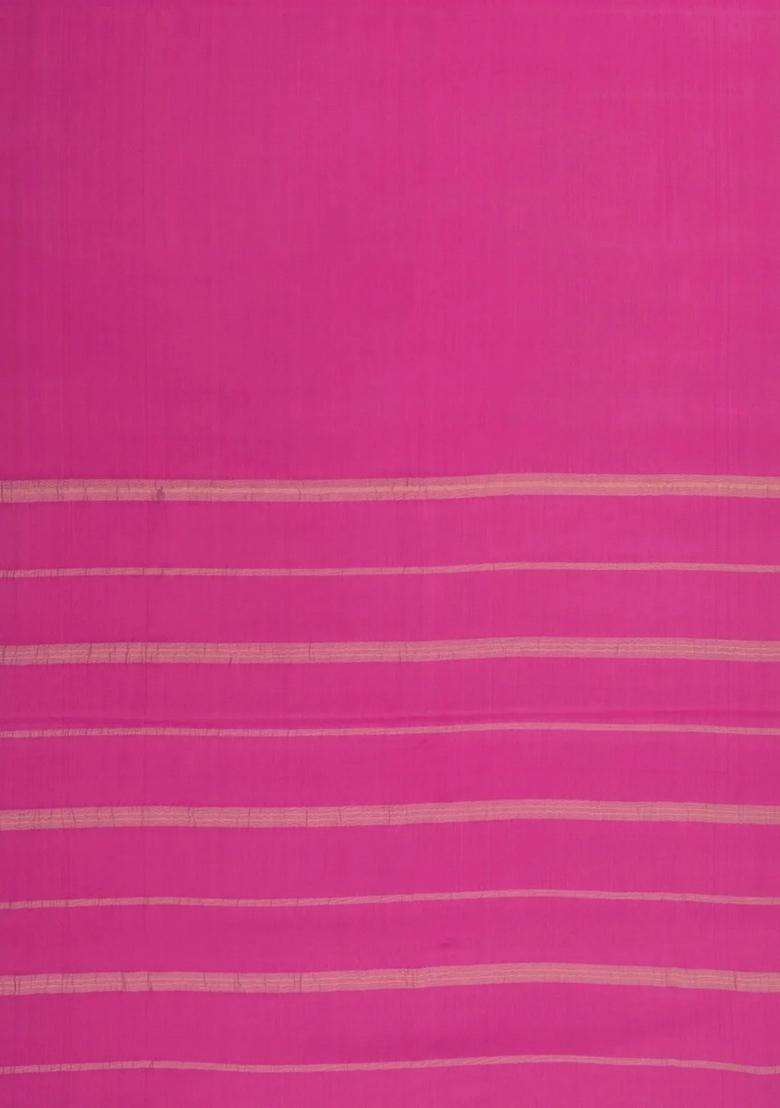 Pink Woven Mysore Silk Crepe Saree With Pure Zari Border With Traditional Woven Design For Women - Indya