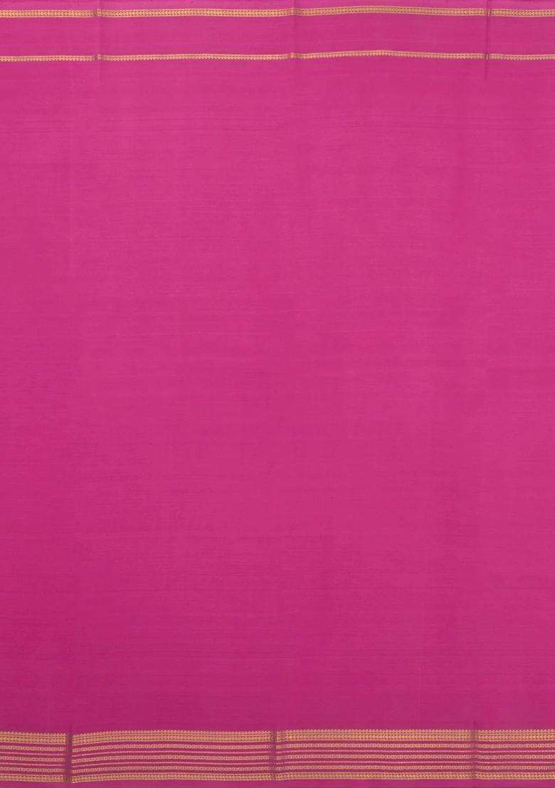 Pink Woven Mysore Silk Crepe Saree With Pure Zari Border With Traditional Woven Design For Women - Indya