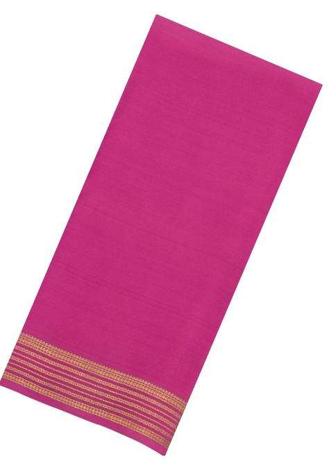 Pink Woven Mysore Silk Crepe Saree With Pure Zari Border With Traditional Woven Design For Women