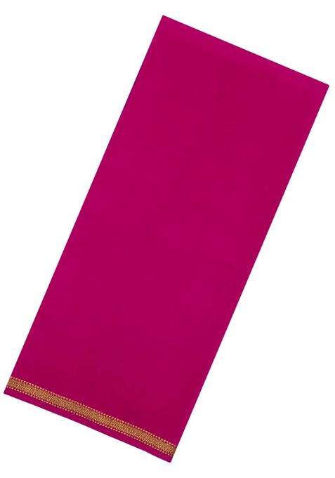 Hot Pink Woven Mysore Silk Crepe Saree With Pure Zari Border With Traditional Woven Design For Women