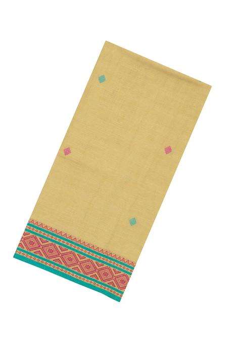 Sandal Handloom Bengal Cotton Saree With Meena Buttas With Buttas And Brocade Design For Women