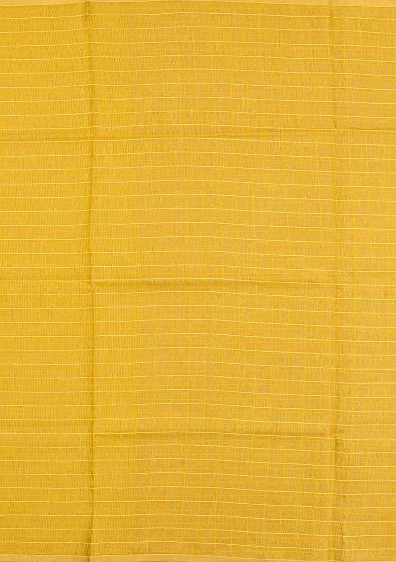 Sandal Woven Linen Saree With Checks With Checks And Stripes Design For Women - Indya