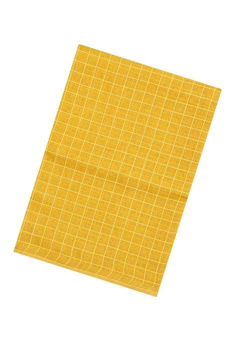 Sandal Woven Linen Saree With Checks With Checks And Stripes Design For Women