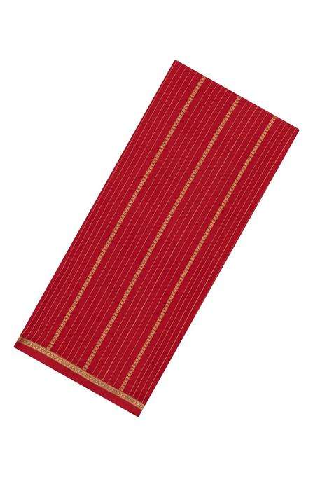 Red Woven Mysore Silk Crepe Saree With Pure Zari Stripes With Checks And Stripes Design For Women