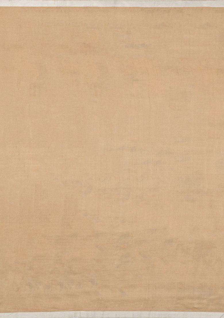 Beige Handloom Tussar Silk Saree With Printed Floral Motifs For Women - Indya