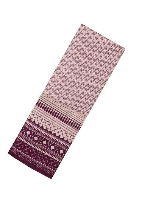 Light Peach Woven Tussar Silk Saree With Printed Chevron Motifs For Women
