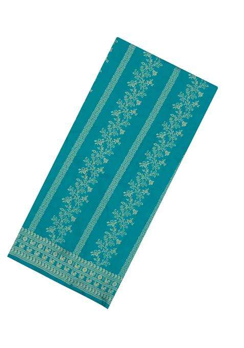 Turquoise Woven Synthetic Dupion Art Silk Saree With Floral Vine Motifs With Buttas And Brocade Design For Women