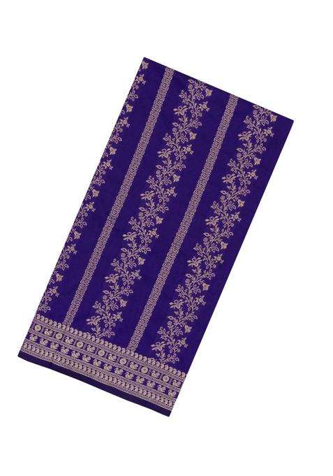 Blue Woven Synthetic Dupion Art Silk Saree With Floral Vine Motifs With Buttas And Brocade Design For Women