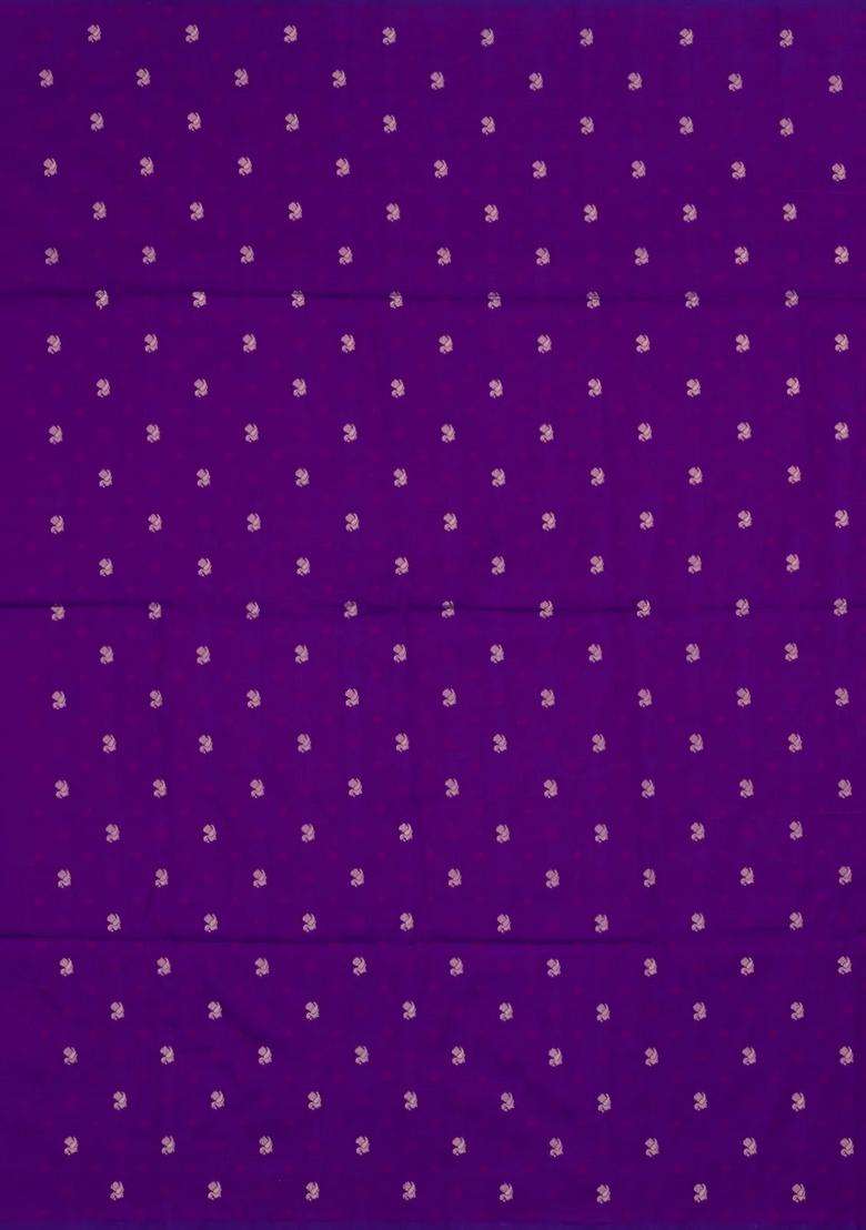 Purple Woven Synthetic Dupion Art Silk Saree With Floral Vine Motifs With Buttas And Brocade Design For Women - Indya
