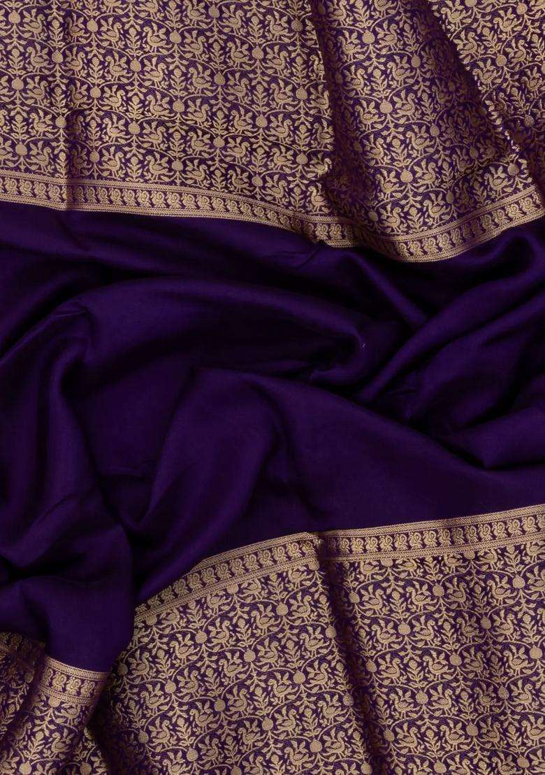 Purple Woven Synthetic Viscose Art Silk Saree With Annam Zari Border With Traditional Woven Design For Women - Indya