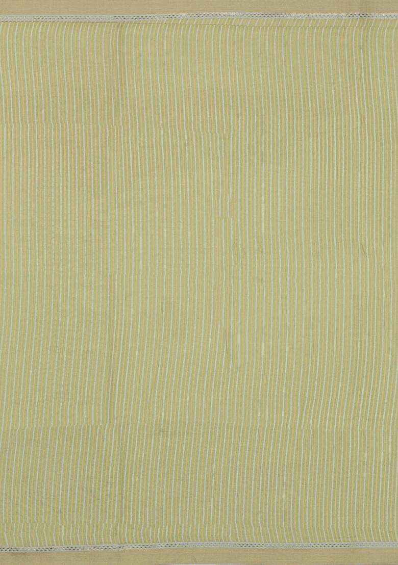 Lime Green Printed Art Dupion Art Silk Saree With Contrast Border For Women - Indya