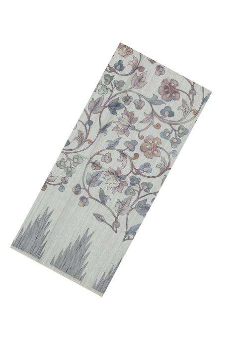 Off White Printed Art Dupion Art Silk Saree With Printed Temple Border For Women