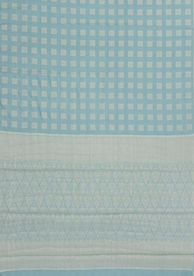 Grey Woven Synthetic Viscose Art Silk Saree With Floral Zari Motifs Border With Buttas And Brocade Design For Women - Indya