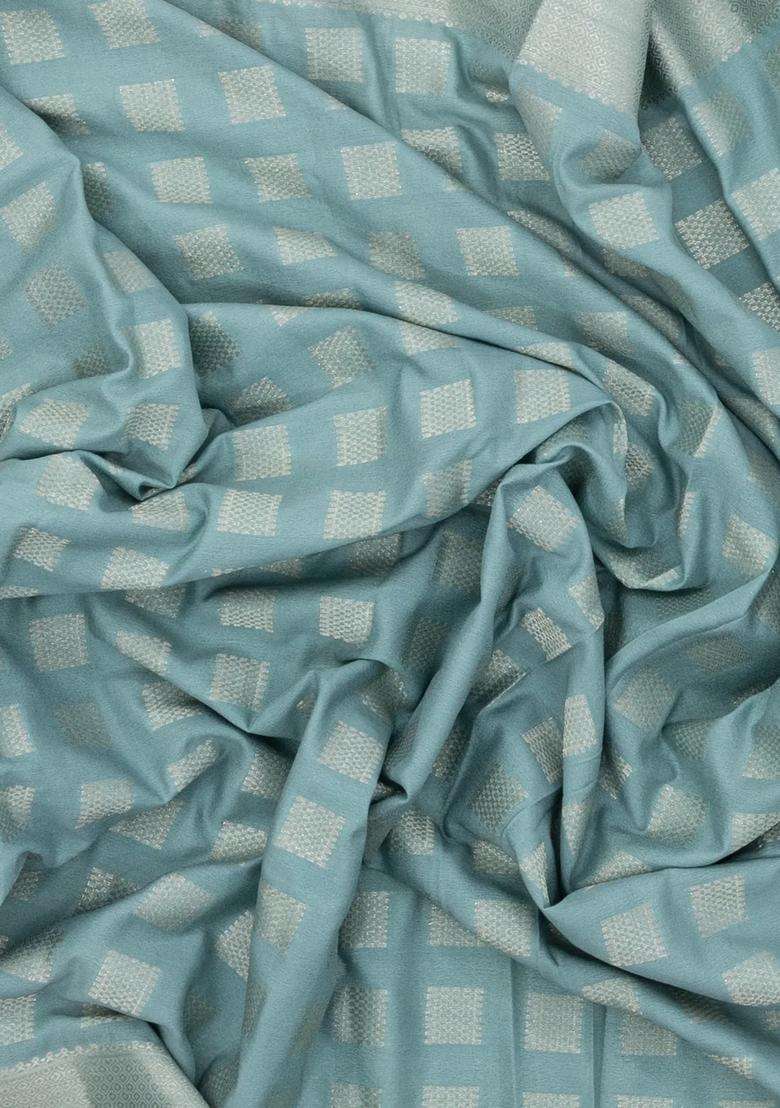 Grey Woven Synthetic Viscose Art Silk Saree With Floral Zari Motifs Border With Buttas And Brocade Design For Women - Indya