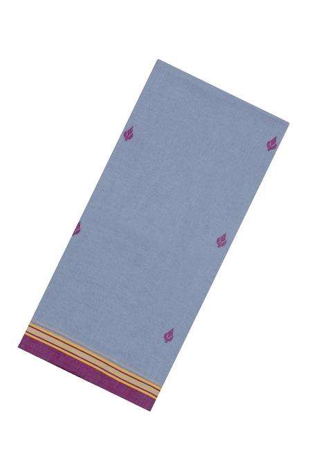Grey Handloom Bengal Cotton Saree With Floral Buttas With Buttas And Brocade Design For Women