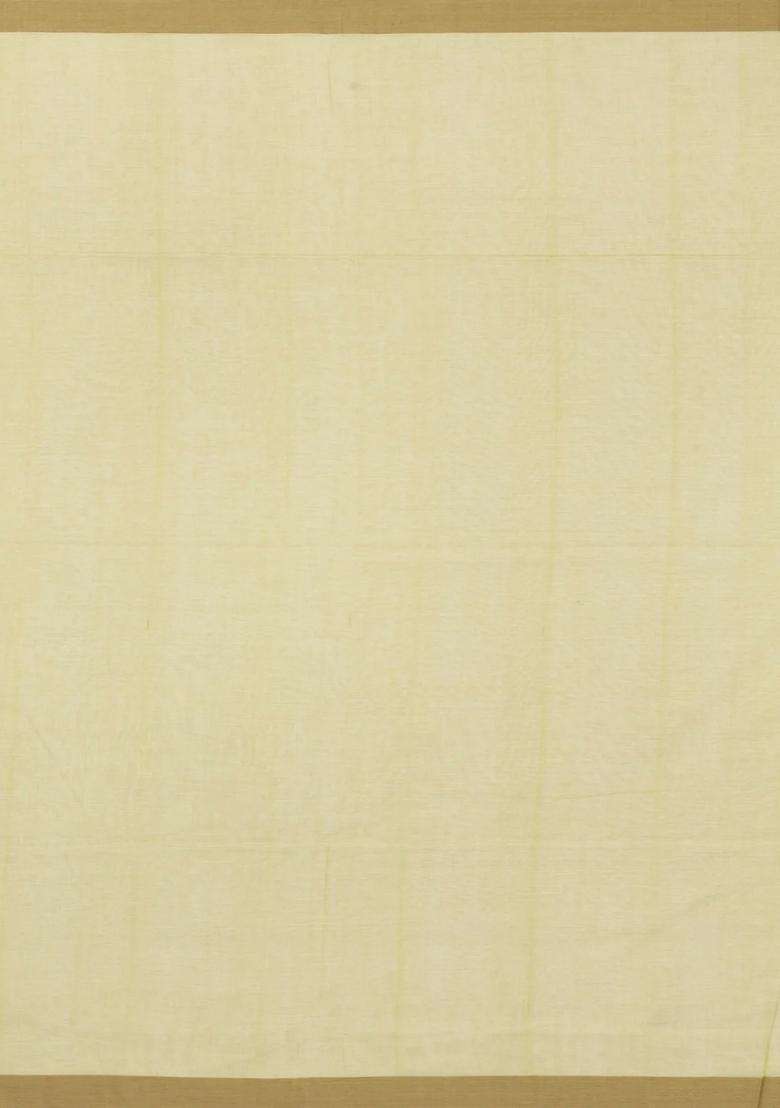 Lime Green Handloom Bengal Cotton Saree With Triangle Motifs With Buttas And Brocade Design For Women - Indya