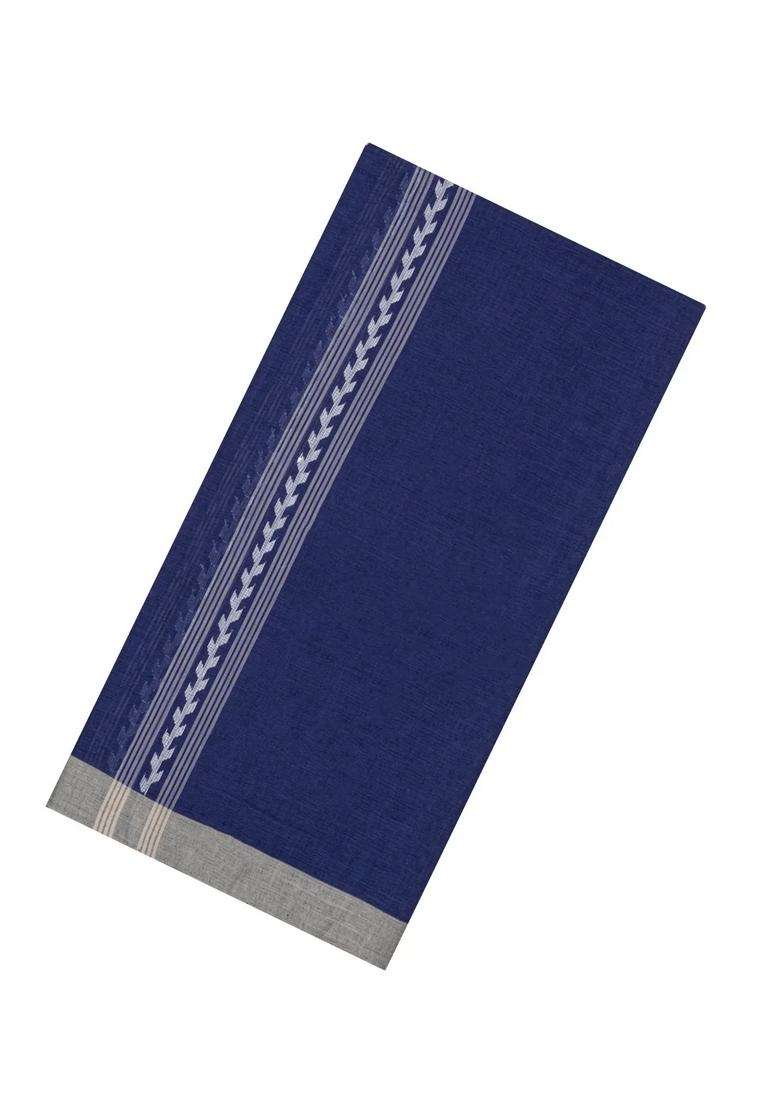 Violet Handloom Bengal Cotton Saree With Stripes With Checks And Stripes Design For Women - Indya