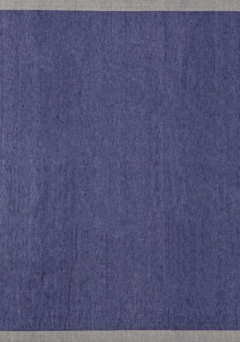 Violet Handloom Bengal Cotton Saree With Stripes With Checks And Stripes Design For Women - Indya