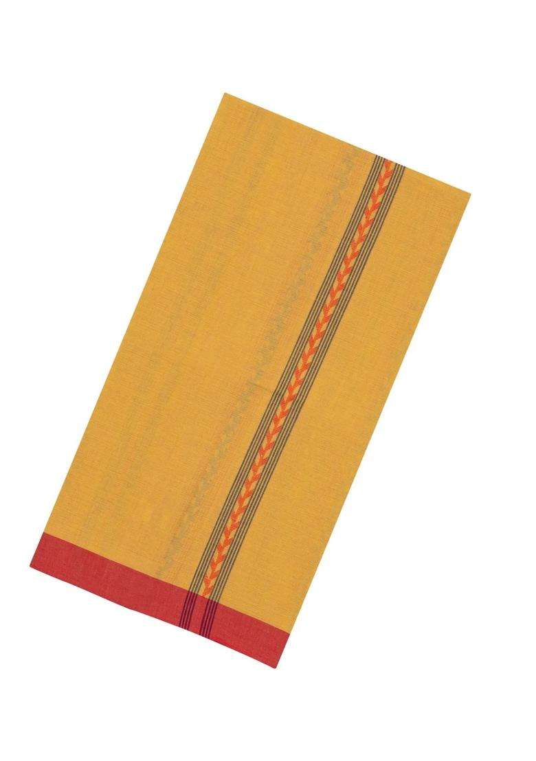 Yellow Handloom Bengal Cotton Saree With Stripes With Checks And Stripes Design For Women - Indya