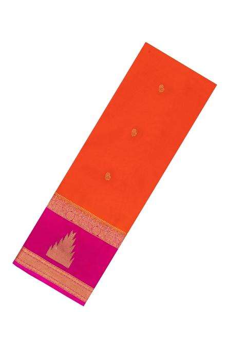 Orange Woven Art Crepe Saree With Stone Work In Contrast Border With Embroidered Design For Women