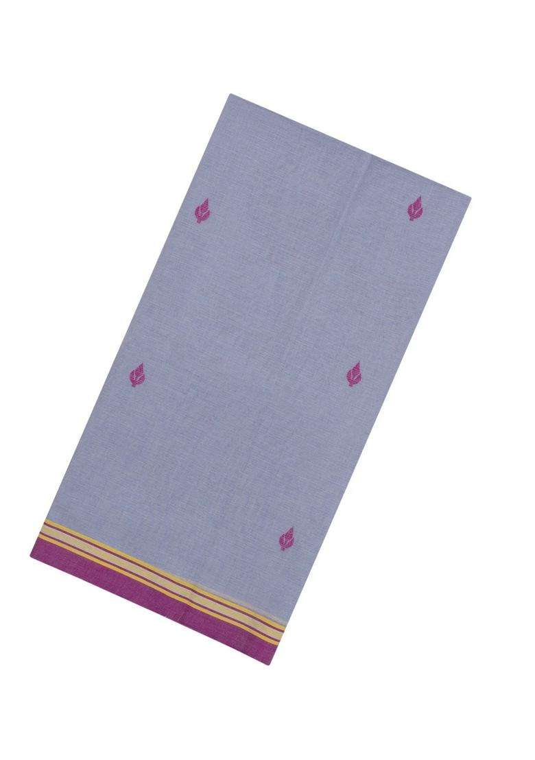 Grey Handloom Bengal Cotton Saree With Buttas With Buttas And Brocade Design For Women - Indya
