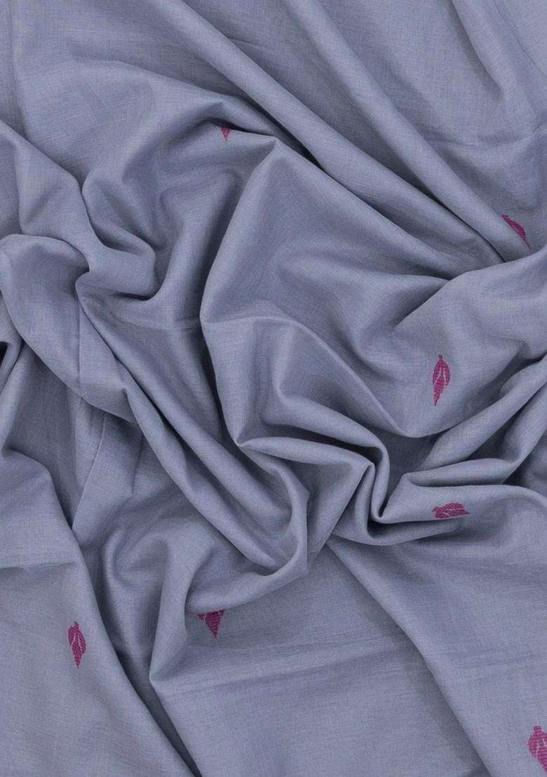 Grey Handloom Bengal Cotton Saree With Buttas With Buttas And Brocade Design For Women - Indya