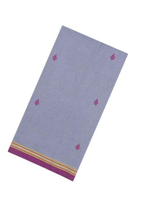 Grey Handloom Bengal Cotton Saree With Buttas With Buttas And Brocade Design For Women