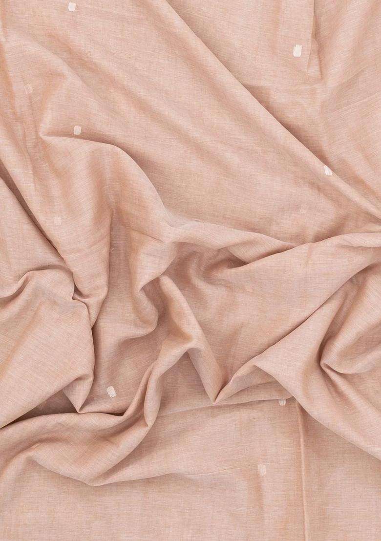 Taupe Handloom Bengal Cotton Saree With Coin Buttas With Buttas And Brocade Design For Women - Indya