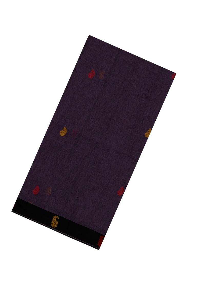 Lilac Handloom Bengal Cotton Saree With Mango Buttas With Buttas And Brocade Design For Women - Indya