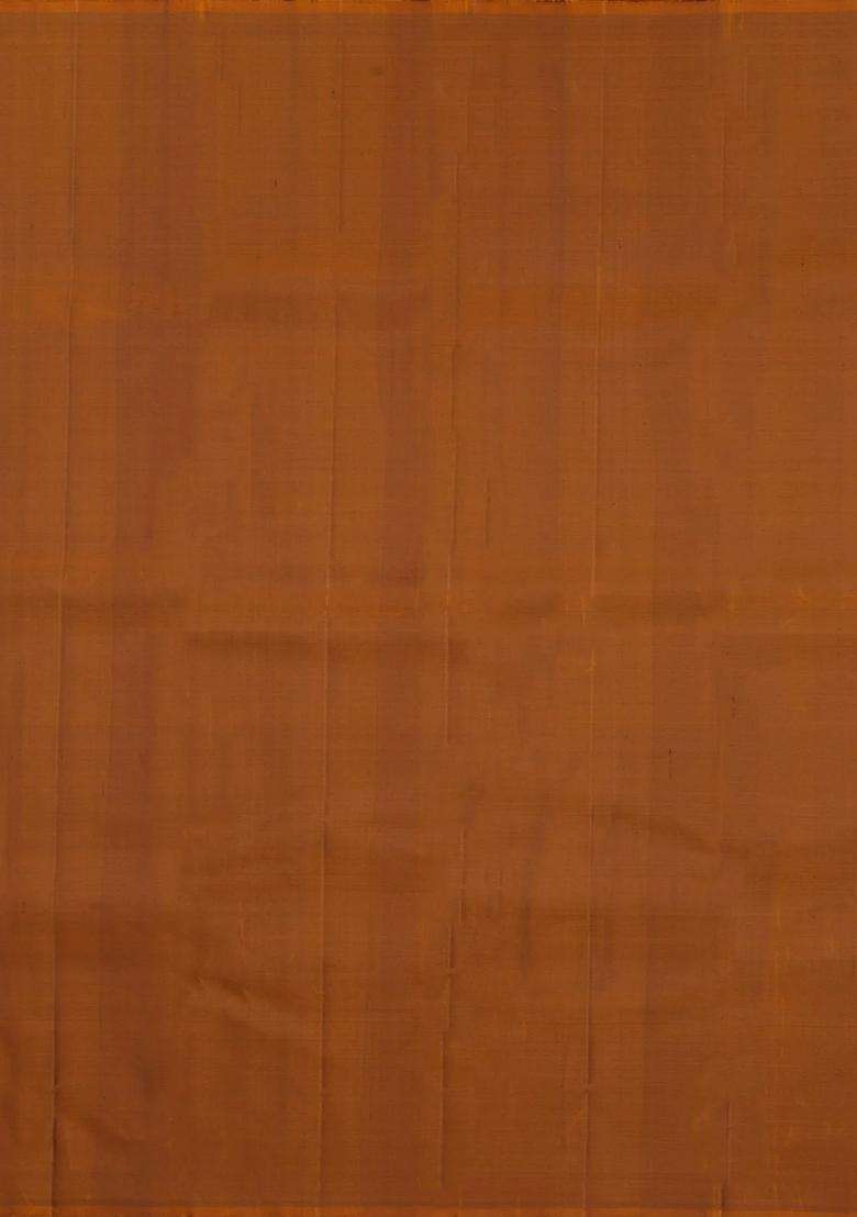 Oil Mustard Handloom Kanchipuram Silk Saree With Square Buttas With Buttas And Brocade Design For Women - Indya