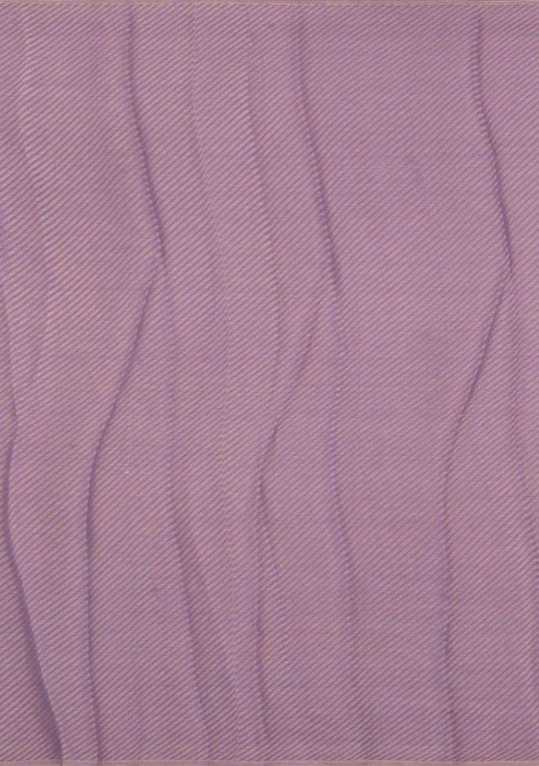 Lavander Lavender Printed Mysore Silk Crepe Saree With Floral Motifs For Women - Indya