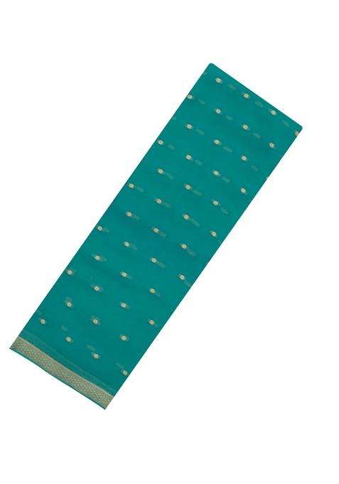 Aquamarine Woven Mysore Silk Crepe Saree With Coin Motifs With Buttas And Brocade Design For Women