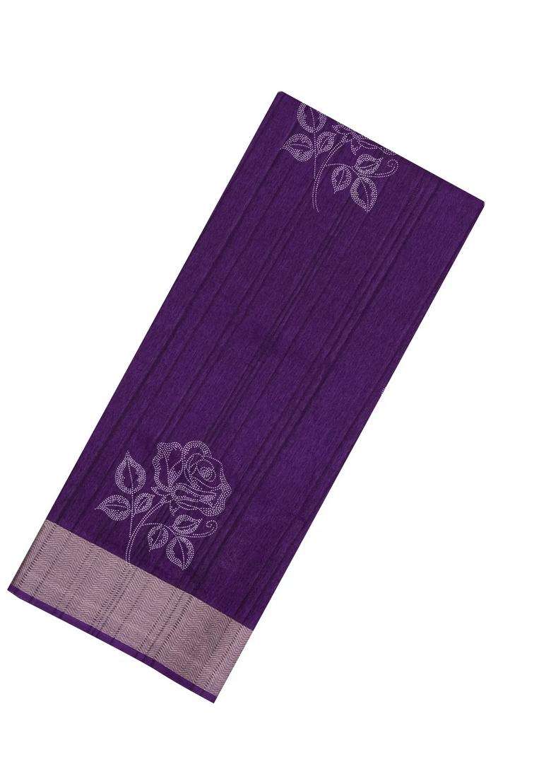 Lilac Woven Synthetics Dola Silk Saree With Zari Border With Printed Design For Women - Indya